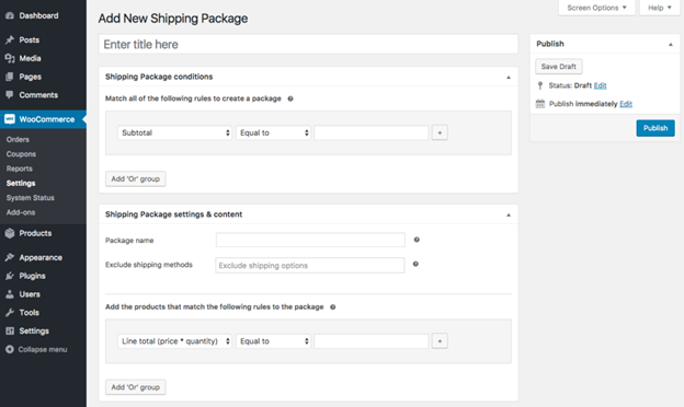 Add new Shipping Package