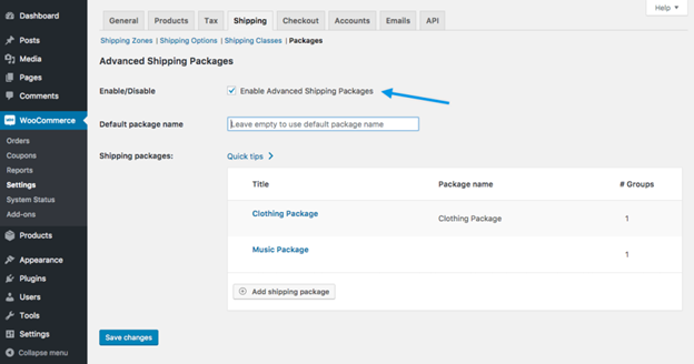 Advance Shipping Packages