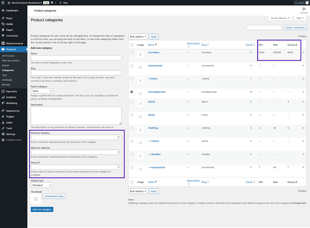 Category-Based Quantity Restrictions