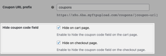 Coupon URL Prefix