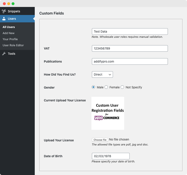 Custom fields