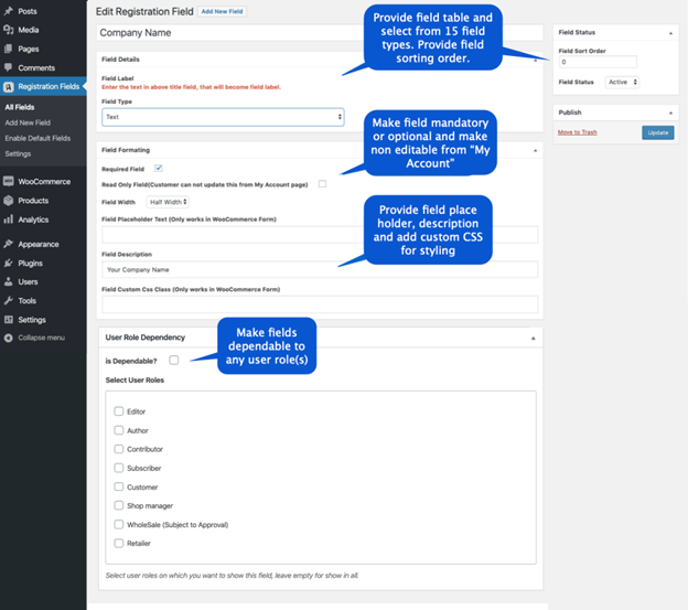Edit Registration Field