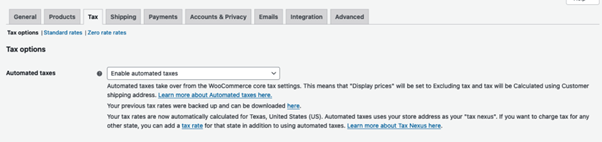 Enable automated taxes