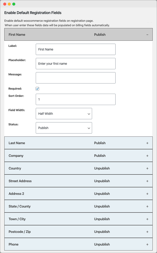 Enable default Registration