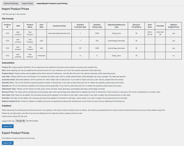 Import Products Prices