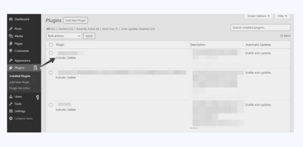 Plugins dashboard