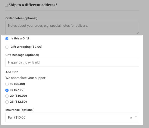 Ship to different address