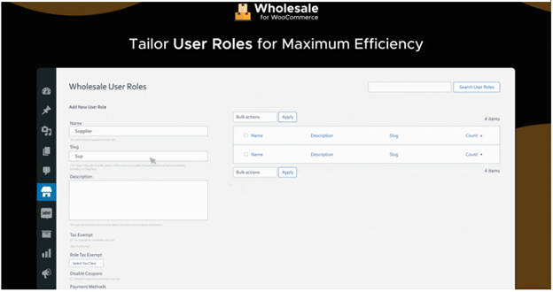 Wholesale user role