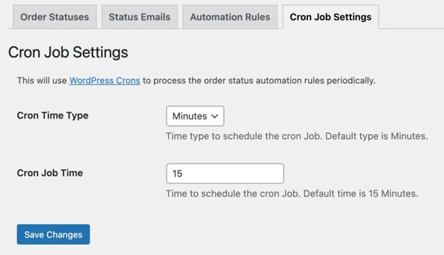 Cron job Settings