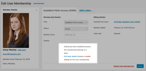 Edit User Membership