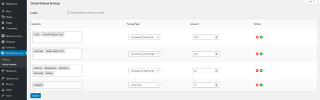 Global Rule Settings