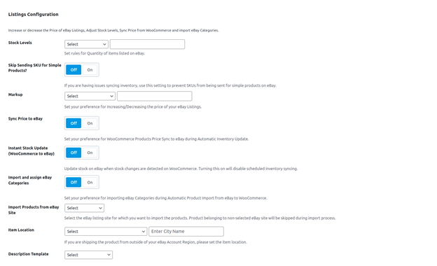 Listing Configuration