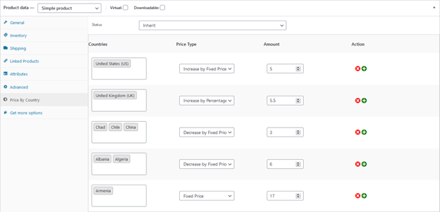 Products Data - Set Pricing by Country
