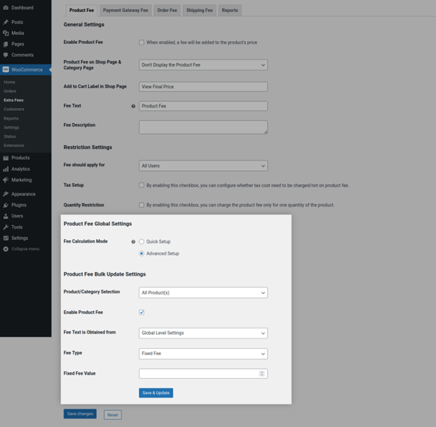 Products for Global Settings
