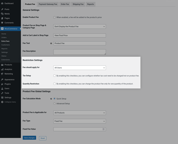 Restractias Settings