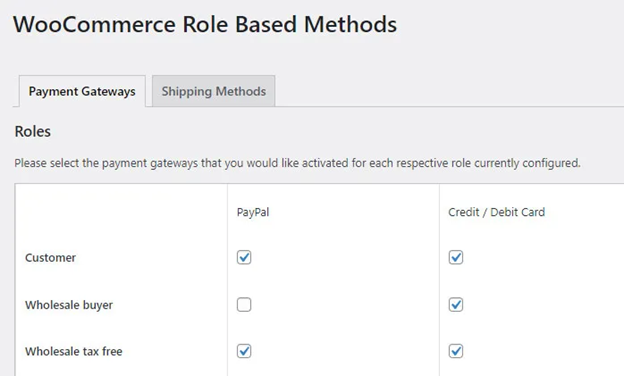 WooCommerce Role based Methods