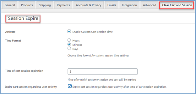 Clear cart and session