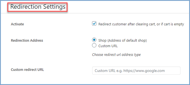 Save Redirection Settings
