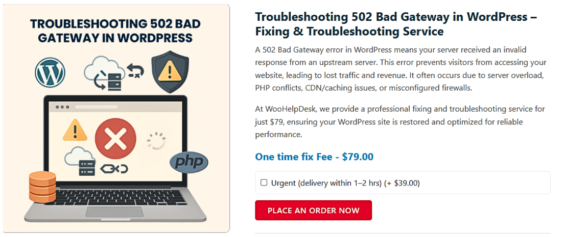 502 Bad Gateway in WordPress