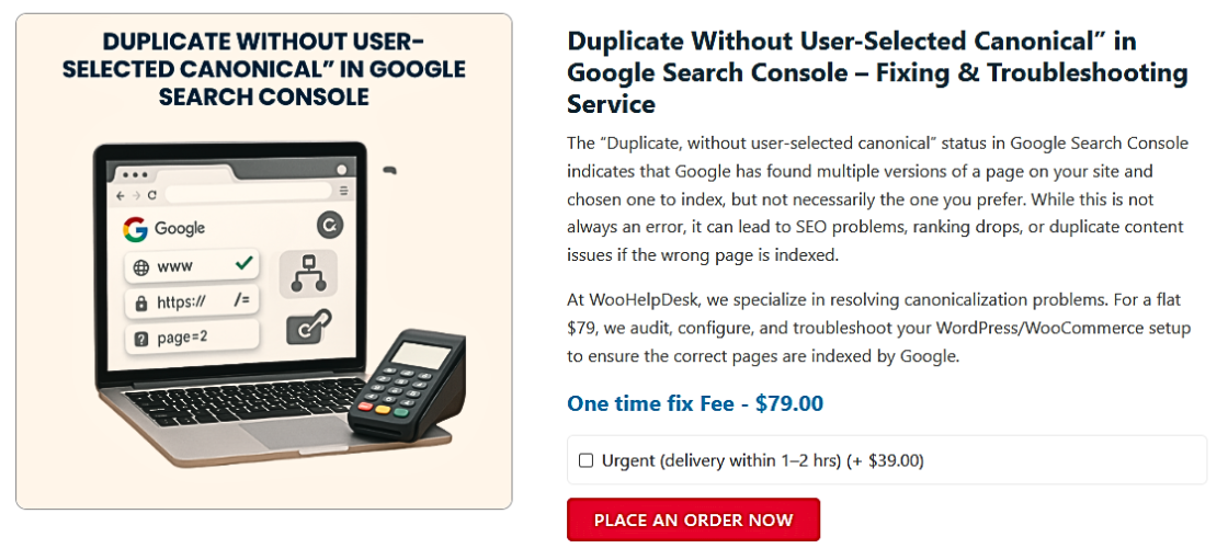 Duplicate Without User-Selected Canonical