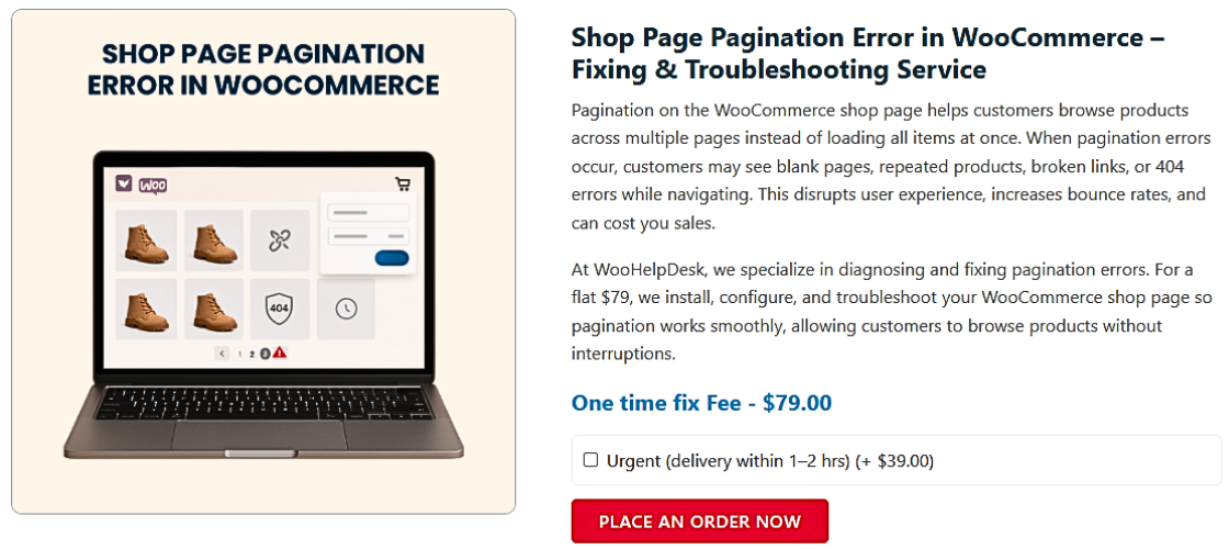 Shop Page Pagination Error