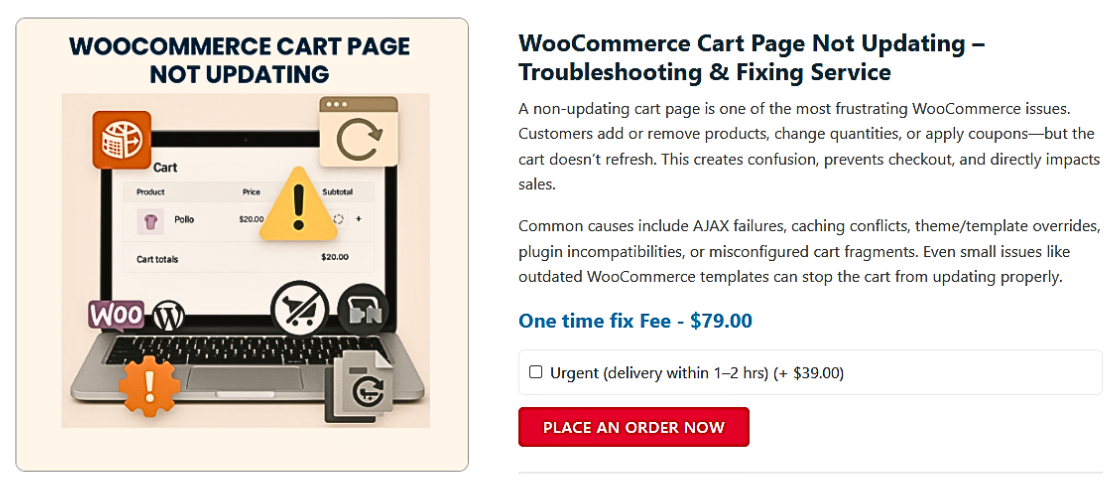 WooCommerce Cart Page Not Updating