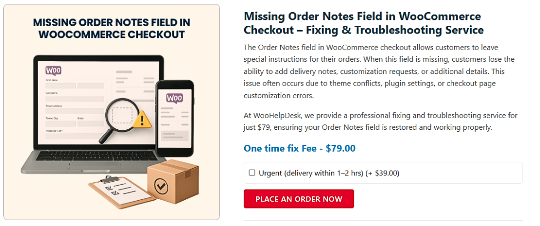 Missing Order Notes Field in WooCommerce Checkout