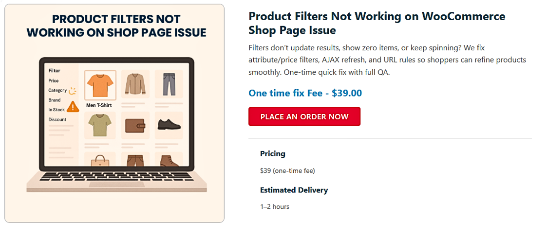 woocommerce product filters not working
