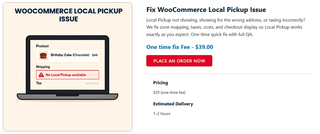 WooCommerce Local Pickup Issue