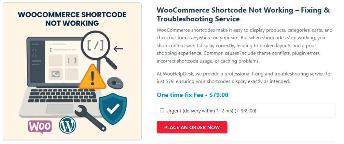 WooCommerce Shortcode Not Working