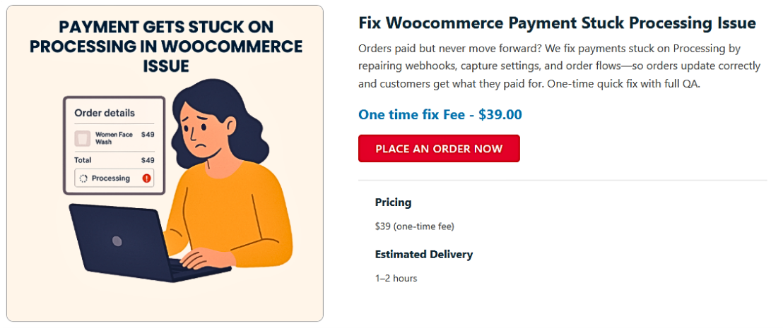 Woocommerce Payment Stuck Processing Issue