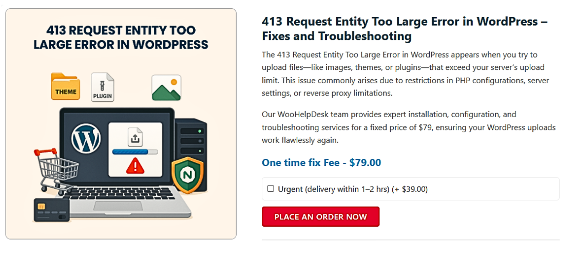413 Request Entity Too Large Error in WordPress