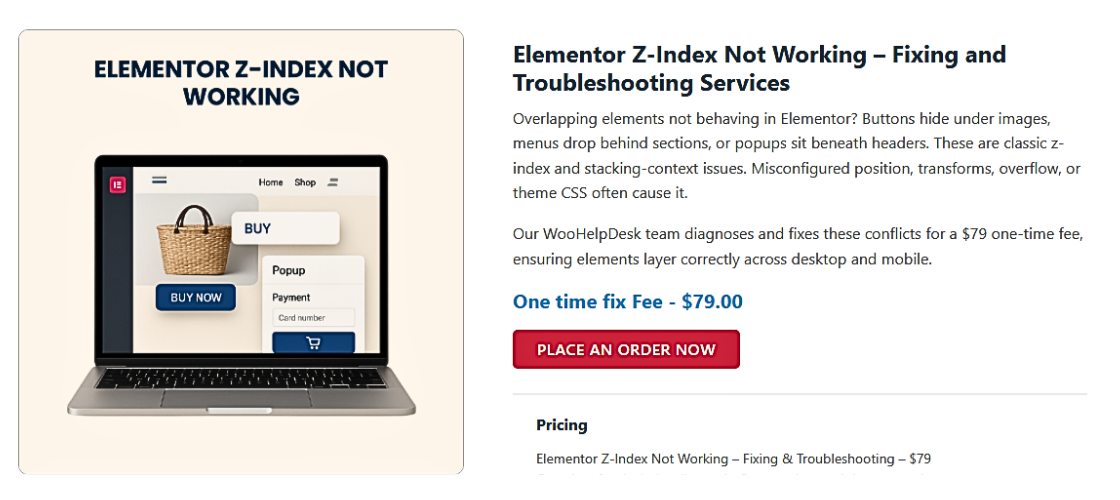Elementor Z-Index Not Working