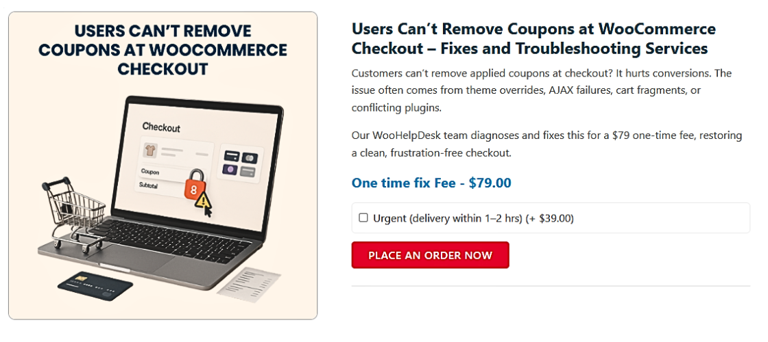Users Can’t Remove Coupons at WooCommerce Checkout