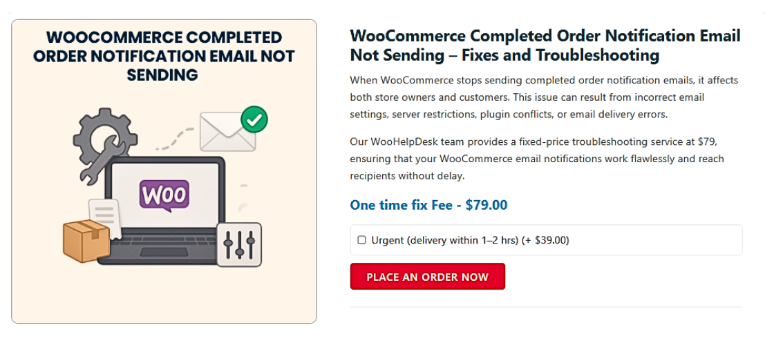 WooCommerce Completed Order Notification Email Not Sending