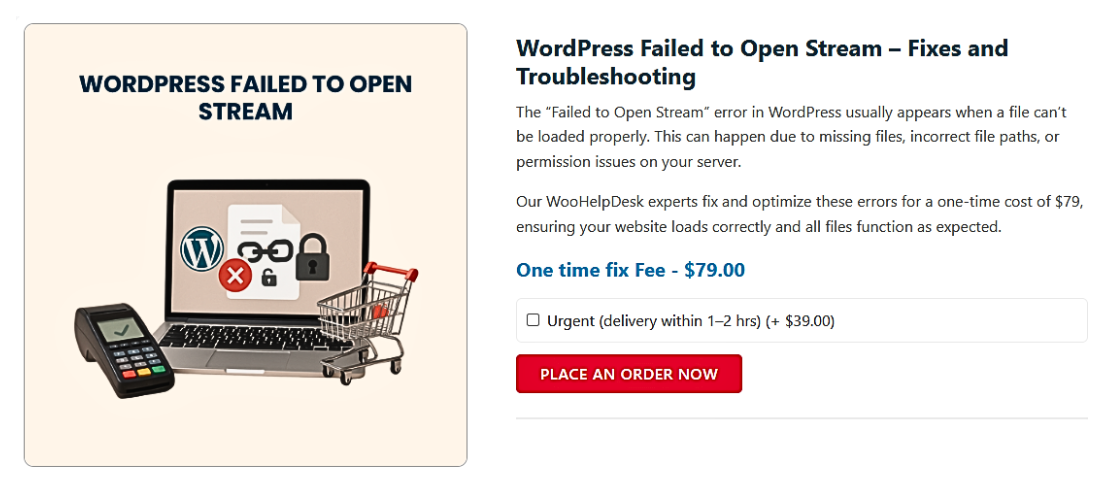 Fixes WordPress Failed to Open Stream