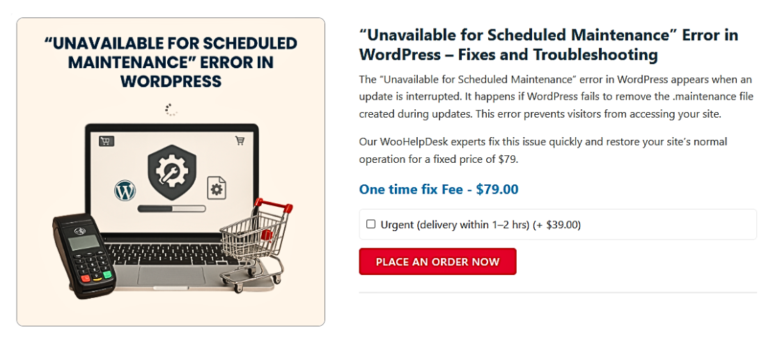 WordPress Unavailable for Scheduled Maintenance Error