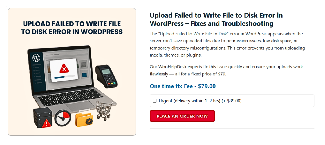 WordPress Upload Failed to Write File to Disk Error