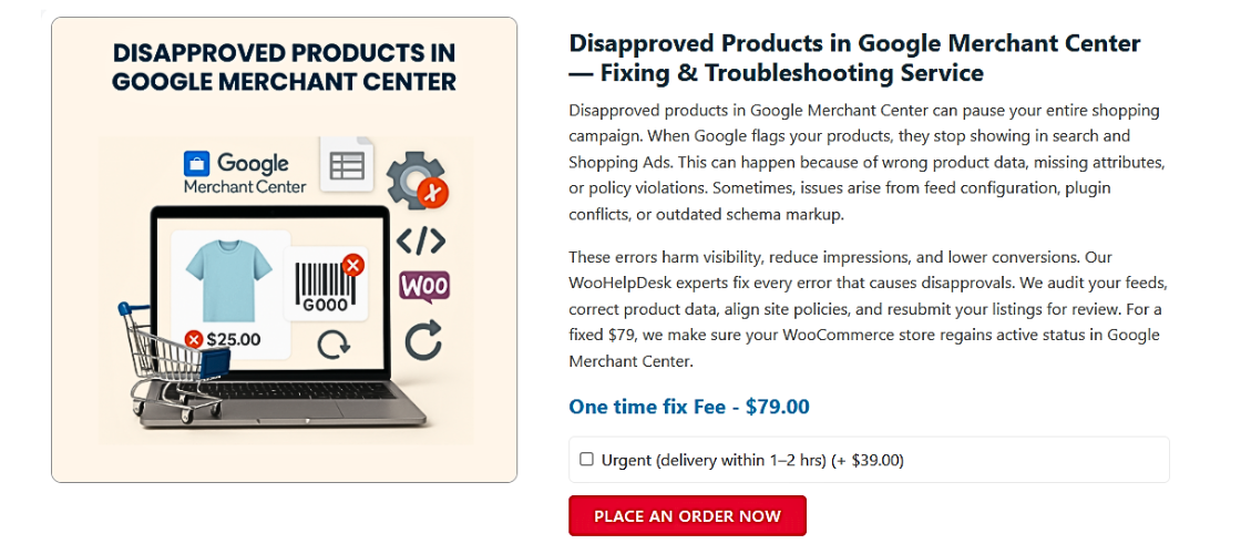 Disapproved Products in Google Merchant Center