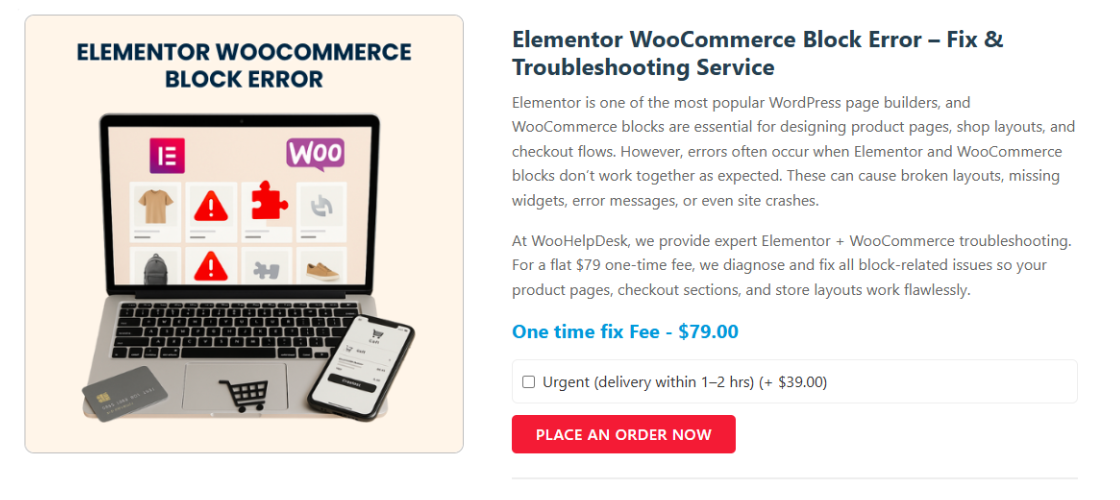  Elementor WooCommerce Block Error