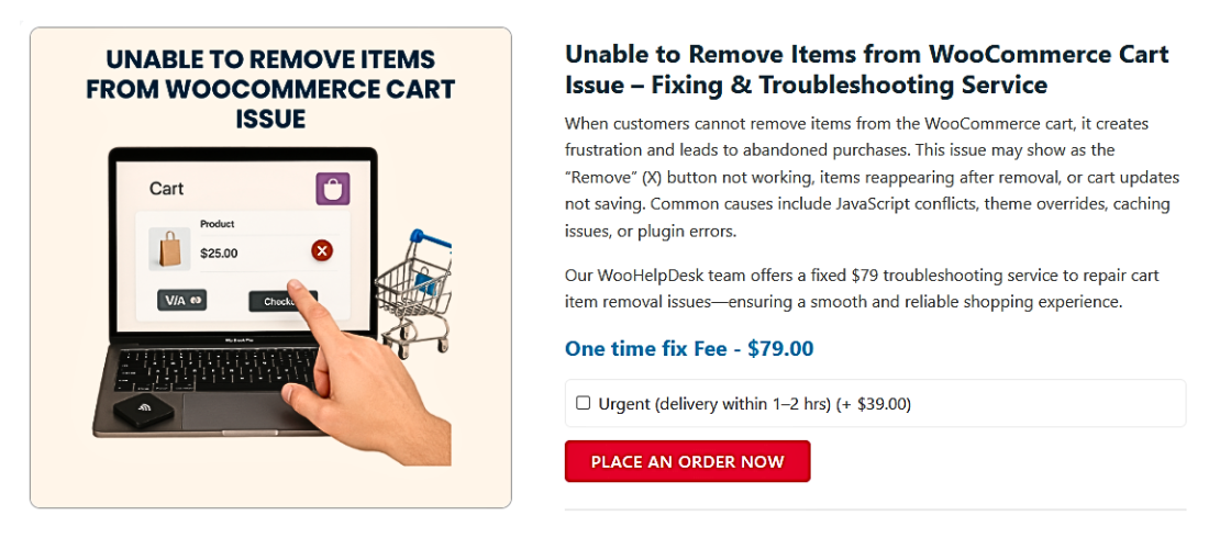 Unable to Remove Items from WooCommerce Cart Issue