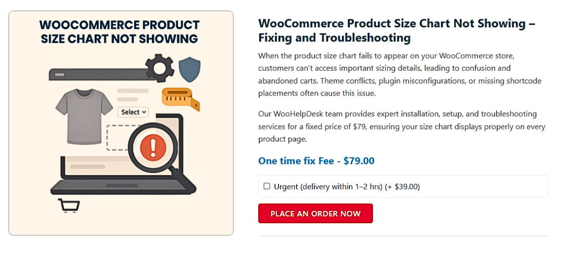 WooCommerce Product Size Chart Not Showing