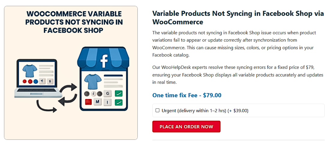 Variable Products Not Syncing in Facebook Shop via WooCommerce