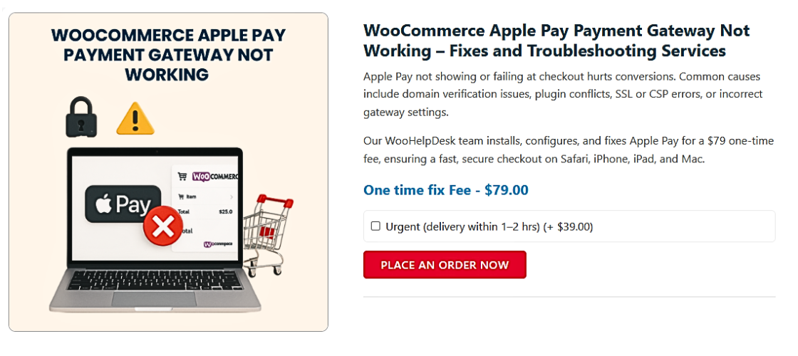 WooCommerce Apple Pay Payment Gateway Not Working