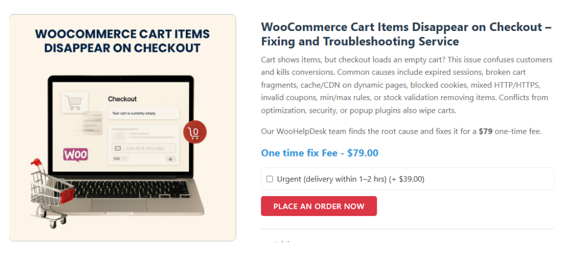 WooCommerce Cart Items Disappear on Checkout