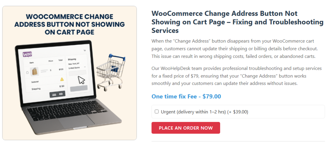 WooCommerce Change Address Button Not Showing on Cart Page