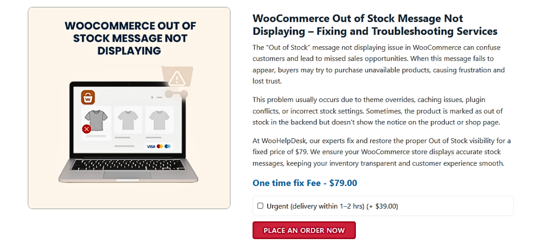 
WooCommerce Out of Stock Message Not Displaying