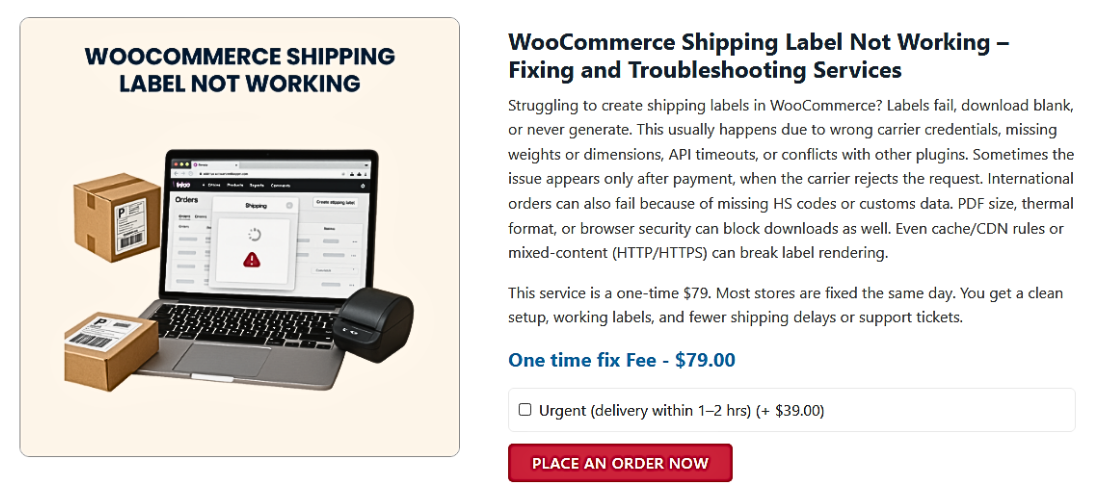 WooCommerce Shipping Label Not Working 