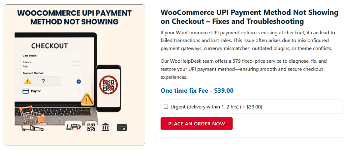 WooCommerce UPI Payment Method Not Showing