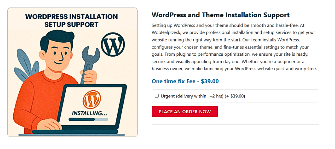WordPress and Theme Installation Support